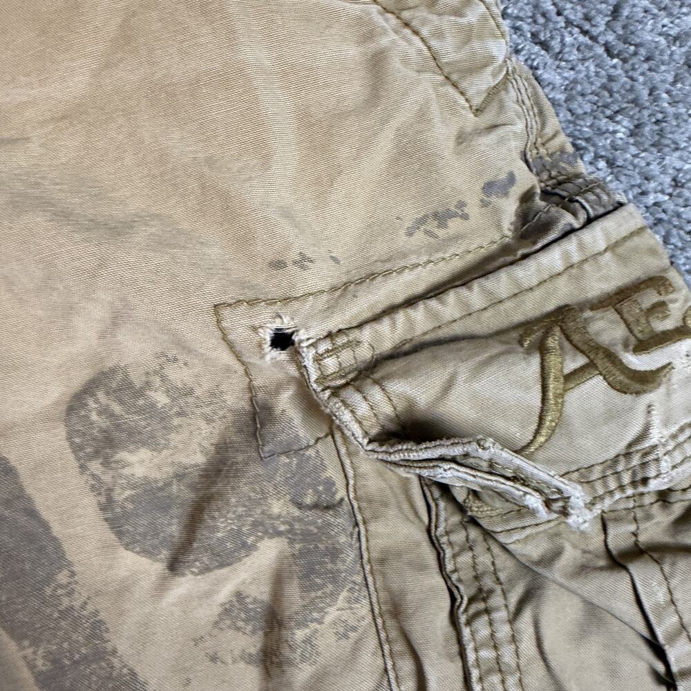 VTG American Eagle Outfitters Shorts Mens 32 Beige Cargo Canvas 11 In Pockets - Picture 3 of 12